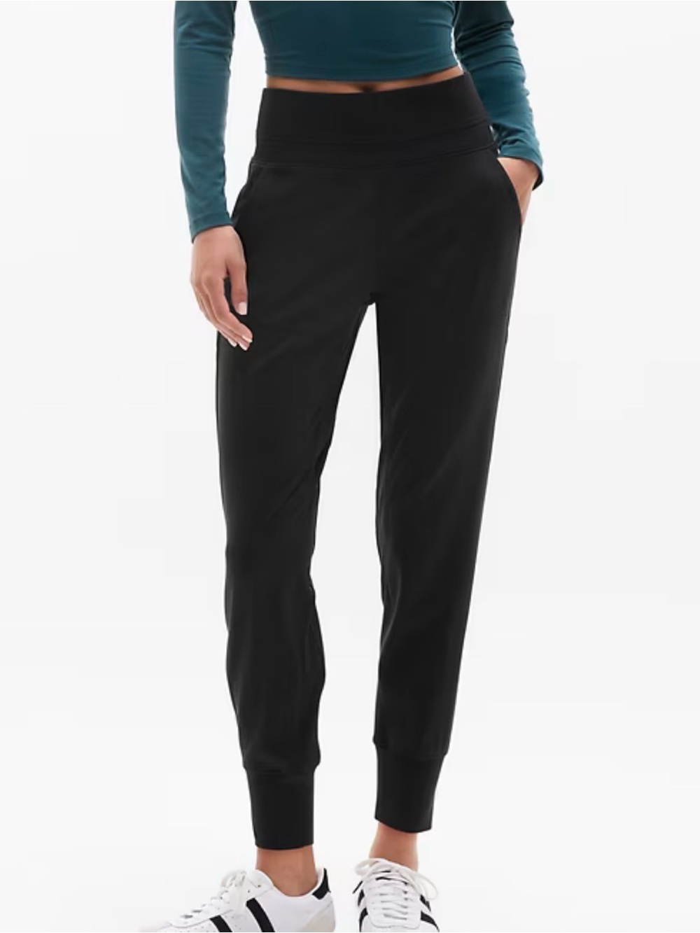Athleta Women’s Large L Petite Black High Rise Venice Jogger Pants Zip Pockets